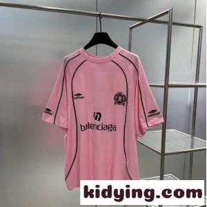ユニセックス オーバーサイズ PARIS SOCCER 半袖Tシャツ  バレンシアガ スーパーコピー Tシャツ 偽物 ピンクkid26CyGTrC