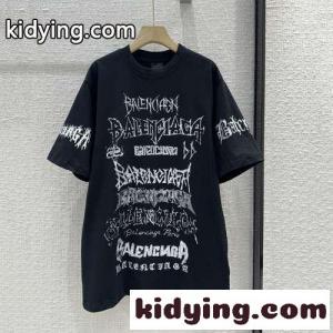 人気 オーバーサイズ 半袖Tシャツ バレンシアガ コピーブランド Tシャツ 偽物 ユニセックス ブラックkid26uai0bi