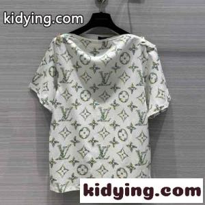 ボートネック フローラルモノグラム 半袖Tシャツ ルイ・ヴィトン Tシャツ コピーkid26LviKze