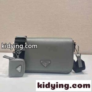 2VD059 サフィアーノレザー ショルダーバッグ プラダ ブランド コピー バッグ コピー グレーkid26WruS1f