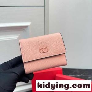 人気 コンパクトVロゴ 折りたたみ財布 ヴァレンティノ ブランド コピー 財布 コピー ピンクkid269zm4bC
