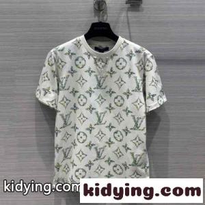 フローラルモノグラム コットン 半袖Tシャツ ルイ・ヴィトン Tシャツ コピーkid26uWrWna