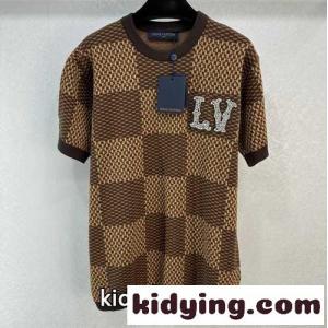 コットン ダミエ クルーネック 半袖Tシャツ ルイ・ヴィトン Tシャツ コピー メンズkid26SreSba