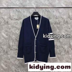 シンプル 定番 トムブラウン コピー ニット コピー Vネック ニットカーディガン ネイビーkid26KTr4vy