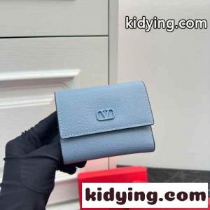 人気 コンパクト Vロゴ 折りたたみ財布 ヴァレンティノ スーパーコピー 財布 コピー ブルーkid265TjiSn