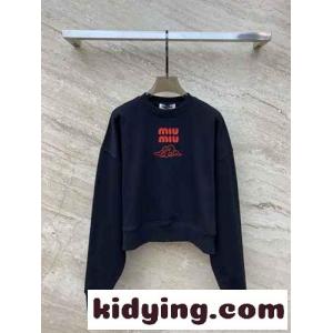 カジュアル ロゴ入り クロップド スウェットシャツ ミュウミュウ コピー Tシャツ コピーkid265Ln0Lb