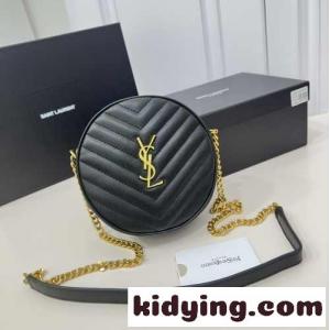 イヴ・サンローラン ブランド コピー バッグ コピー 可愛い YSL ヴィニル ラウンド ショルダーバッグkid26DymKXv