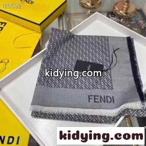 ウール＆シルク 140x140cm  FFショール フェンディ コピーブランド スカーフ コピー グレーkid26Cmeiii