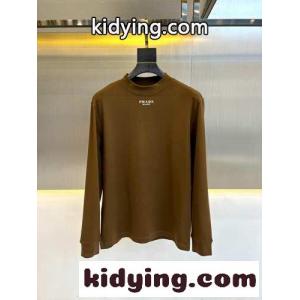 プラダ コピー Tシャツ 偽物 ベーシック 上品 合わせやすい 長袖Tシャツ ブラウンkid26SjGHXD