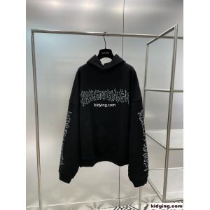 ユニセックス オーバーサイズ バレンシアガ ブランド コピー パーカー コピー フーディー ブラックkid26fWHH1z