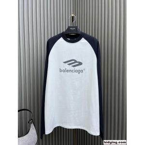 配色 ロゴプリント コットン 長袖Tシャツ バレンシアガ コピーブランド Tシャツ コピーkid26SfaWDC
