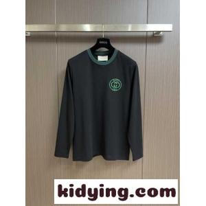 合わせやすい クルーネック コットン 長袖Tシャツ グッチ コピーブランド Tシャツ コピー ブラックkid26TfqeSD