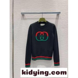 定番 ロゴ クルーネック 合わせやすい グッチ コピー セーター コピー ブラックkid26zaSvyq