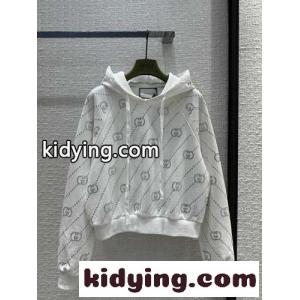 可愛い おしゃれ GG ロゴ フード付き グッチ コピー パーカー コピー ホワイトkid26q0D01r