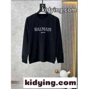 定番 バルマン スーパーコピー パーカー コピー ロゴ コットン スウェットシャツ ブラックkid26KnayGj