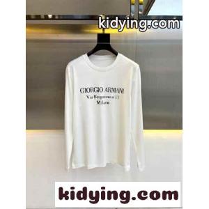 ベーシック ロゴ コットン 長袖Tシャツ アルマーニ ブランド コピー Tシャツ コピー ホワイトkid26zmeKva