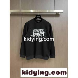 カジュアル ロゴ プリント スウェットシャツ ヴェルサーチ コピーェ Tシャツ コピー ブラックkid269XDC0D
