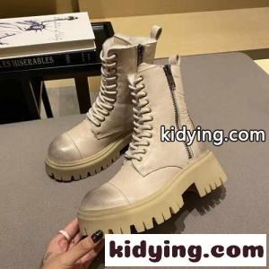 定番 厚底 レースアップ ショートブーツ バレンシアガ コピー ブーツ コピー ベージュkid2659XjOD