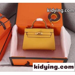 人気 エルメス ブランド コピー ミニケリー2 ハンドバッグ コピー ゴールド金具 イエローkid26C49HTf