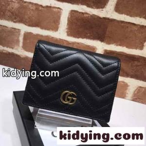 人気 定番 GGマーモント カードケース グッチ ブランド コピー 財布 コピー 466492 ブラックkid26HHLDey