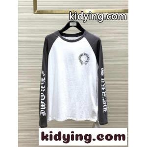 クロムハーツ スーパーコピー Tシャツ コピー 人気 おしゃれ プリント 配色 長袖Tシャツkid2619feCy