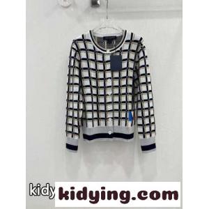 23AW◆Louis vuitton コピー◆3D チェックジャガード カーディガン コピー レディース ブラックkid26G55n0n