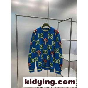 23AW gucci ブランド コピー GG ウール＆コットン キノコ 刺繍 ロゴ セーター コピーkid261Lj01b