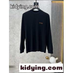 シンプル ロゴ エルメネジルド・ゼニア Tシャツ コピー クルーネック スウェットシャツ ブラックkid2611TrWz