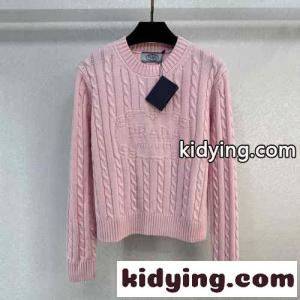 女性らしい ロゴ入り カシミヤ＆ウール ケーブル編み プラダ コピー セーター コピーkid268j41be
