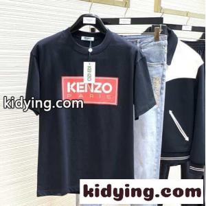 シンプル おしゃれ クルーネック ロゴ プリント ケンゾー Tシャツ コピー ブラックkid2649rS9b