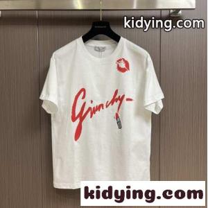 人気 リップスティックプリント Tシャツ ジバンシィ コピー Tシャツ コピー クルーネック ホワイトkid26n01rOr