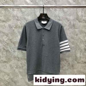 カジュアル おしゃれ 4BAR ショートスリーブ ポロ トムブラウン コピー Tシャツ コピー メンズ ライトグレーkid26WfmmOb