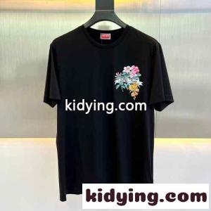 ALOHA FLOWER TATTOO プリント クルーネック ケンゾー Tシャツ コピー ブラックkid26bi0vOz
