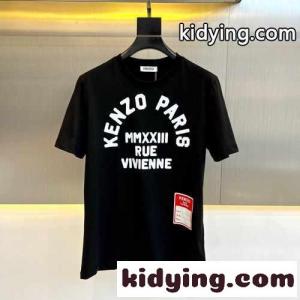 KENZO RUE VIVIENNE プリント クルーネック ケンゾー Tシャツ コピー ブラックkid261Hj4be