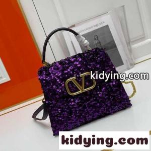 注目される レディース VSling スパンコール ハンドバッグ ヴァレンティノ コピー バッグ コピー パープルkid269vme0j