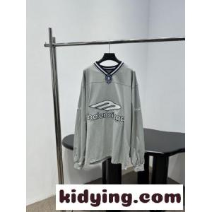Vネック オーバーサイズ ロングTシャツ バレンシアガ スーパーコピー Tシャツ コピー グレーkid2641HP5b