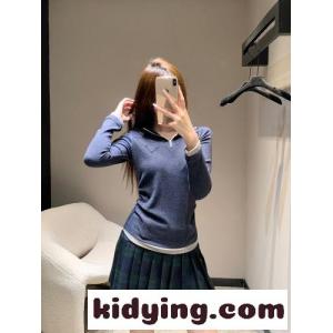 フェンミン カジュアル ハーフジップ トップス プラダ コピーブランド Tシャツ 偽物 ネイビーkid26am0PLf