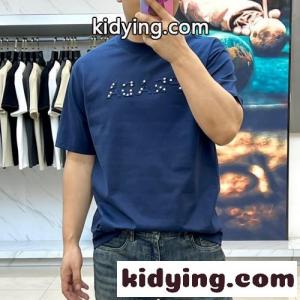 シンプル ロゴ入り クルーネック プラダ コピーブランド Tシャツ 偽物 半袖Tシャツ ブルーkid26b05H9f