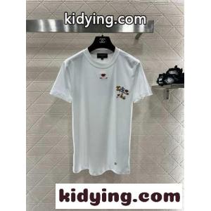 人気 スパンコール ロゴ シャネル ブランド コピー Tシャツ コピー コットン 半袖Tシャツkid260TXbaa