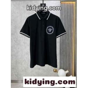 ヴェルサーチ スーパーコピーェ Tシャツ スーパーコピー コットンピケ ポロシャツ ブラックkid26iqW5bm