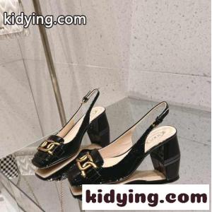ケイト パテントレザー スリングバックパンプス トッズ パンプス コピー ブラックkid26qeamqC