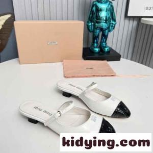 エレガント バイカラー ミュール ミュウミュウ ブランド コピー サンダル スーパーコピー ホワイトkid26biO1Tn