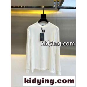 シンプル ロゴ 裏起毛 コットン 長袖Tシャツ フェンディ コピー Tシャツ コピー ホワイトkid26Hz8D8D
