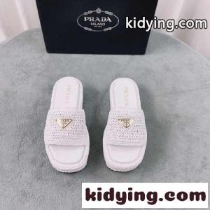 クロシェ フラットフォーム スライドサンダル プラダ コピー サンダル コピー ホワイトkid26O5jWbe
