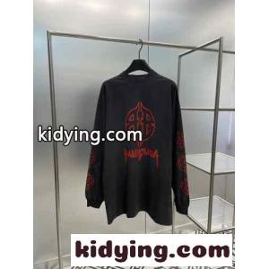 オーバーサイズ プリント ユニセックス 長袖Tシャツ バレンシアガ スーパーコピー パーカー コピーkid26vamyCy