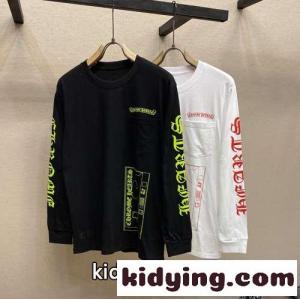 おしゃれ プリント クルーネック 長袖Tシャツ クロムハーツ ブランド コピー Tシャツ コピー 男女兼用kid264vmS1D