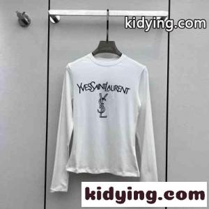 シンプル ロゴプリント イヴ・サンローラン コピー Tシャツ コピー ロングスリーブkid268feGXD