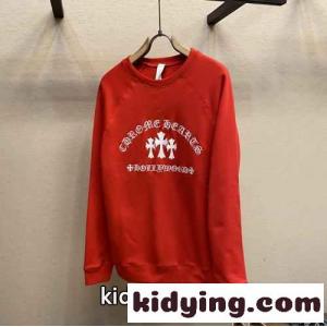 飽きのこない ロゴ 刺繍 クルーネック スウェットシャツ クロムハーツ ブランド コピー Tシャツ コピー レッドkid26zu0P9f