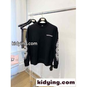 クロムハーツ コピー Tシャツ コピー 定番 おしゃれ ロゴ プリント クルーネック スウェットシャツ ブラックkid2605Lfqq