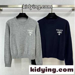 定番 人気 カシミヤ＆ウール クルーネック プラダ ブランド コピー セーター コピー レディースkid26LXXT9b